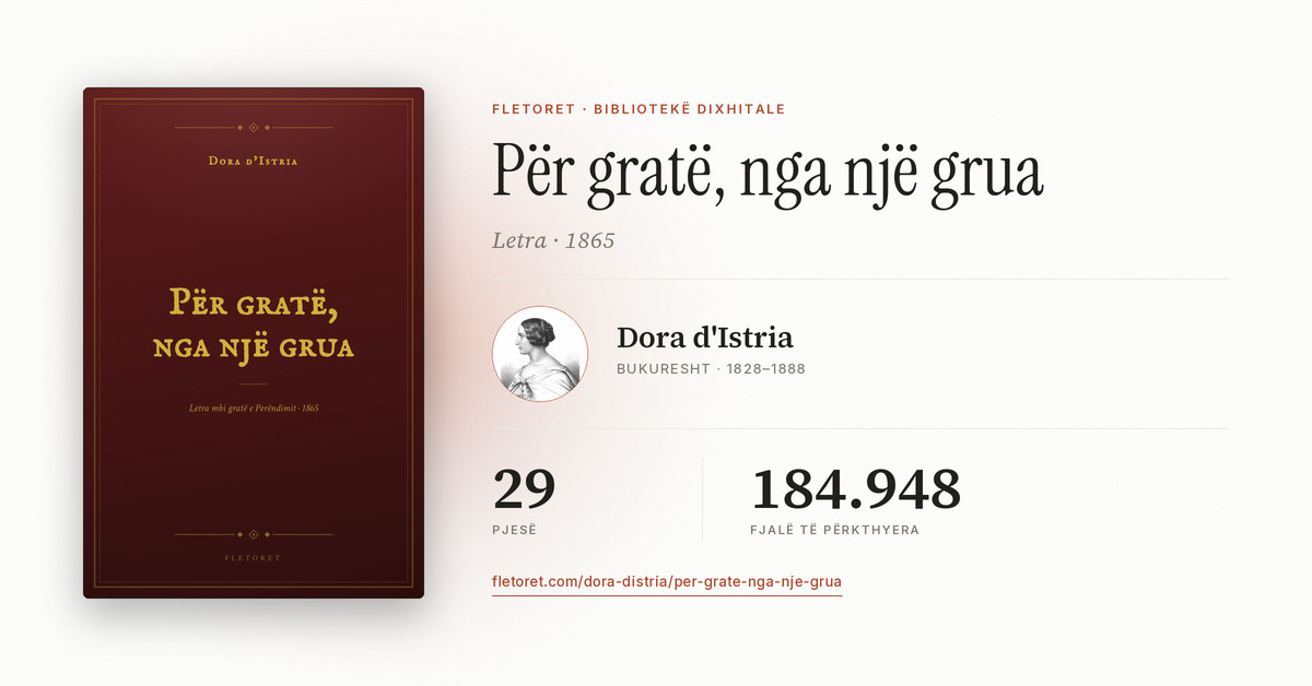 Dora d'Istria, për herë të parë në shqip